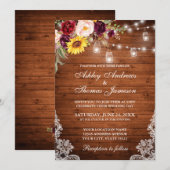 Rustic Wedding Wood Licht Jars Lace Gemengd Kaart (Voorkant / Achterkant)