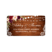 Rustic Wedding Wood Licht Lace Floral Address Etiket (Voorkant)