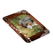 Rustic Wedding Wood Licht Lace Save the Date Magneet (Rechterzijde)