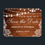 Rustic Wedding Wood Licht Lace Save the Date Magneet<br><div class="desc">Rustic Wedding Wood Licht Lace Save the Date Magnet</div>