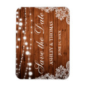 Rustic Wedding Wood Licht Lace Save the Date Magneet (Verticaal)