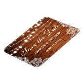 Rustic Wedding Wood Licht Lace Save the Date Magneet (Linkerzijde)