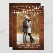 Rustic Wedding Wood Lichten sparen de Datum Save The Date (Voorkant / Achterkant)