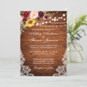 Rustic Wedding Wood Lights Waterverf Floral Kaart (Staand voorkant)