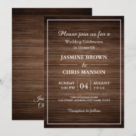 Rustic Wedding Wood Rustic Wedding Invitation Kaart