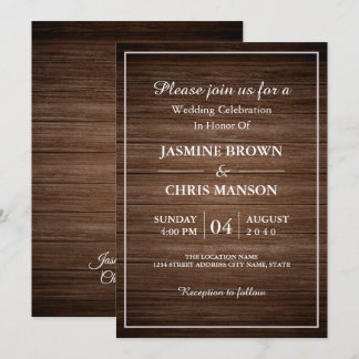 Rustic Wedding Wood Rustic Wedding Invitation Kaart