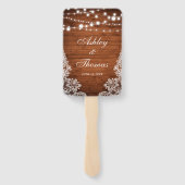 Rustic Wedding Wood String Lights Lace Handwaaier (Achterkant)