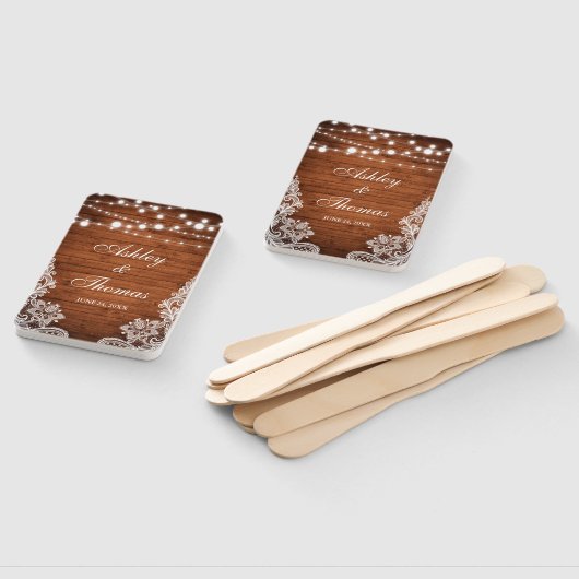 Rustic Wedding Wood String Lights Lace Handwaaier (Niet-gemonteerd)