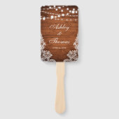 Rustic Wedding Wood String Lights Lace Handwaaier (Voorkant)