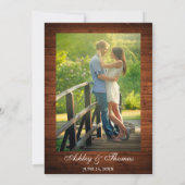 Rustic Wedding Wood String Lights Lace Invite PB Kaart (Achterkant)