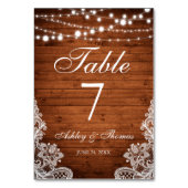 Rustic Wedding Wood String Lights Lace Kaart (Voorkant)