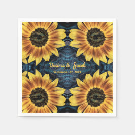 Rustic Wedding Yellow Sunflower Denim Blue Jeans Servet