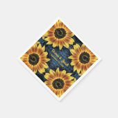 Rustic Wedding Yellow Sunflower Denim Blue Jeans Servet (Hoek)