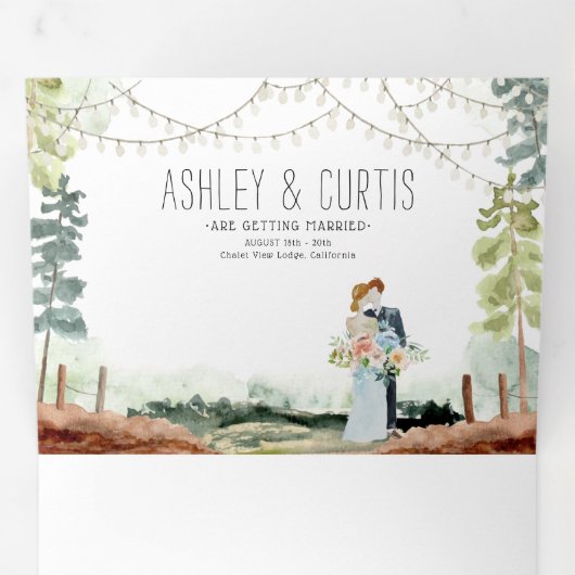 Rustic Weekend in de Bossen | Bosbouw Drieluik Uitnodiging (Binnenzijde eerst)