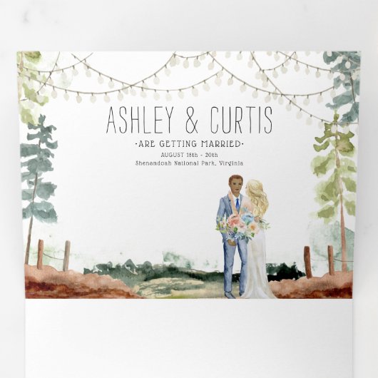 Rustic Weekend in de Bossen | Bosbouw Drieluik Uitnodiging (Binnenzijde eerst)