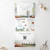 Rustic Weekend in de Bossen | Bosbouw Drieluik Uitnodiging (Binnen)