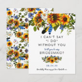Rustic wees mijn bruidsmeisje | Navy Zonnebloem Bo Kaart (Voorkant / Achterkant)