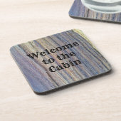 Rustic Welcome Cabin Vertical Stripe Woodgrain Bier Onderzetter (Linkerzijde)