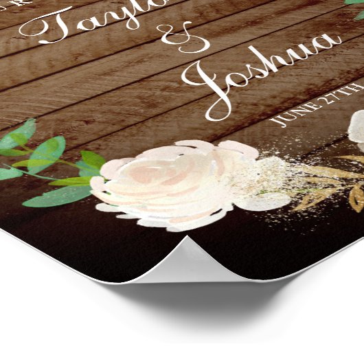 Rustic Welcome Wedding Sign Blush Gold Waterverf Poster (Hoek)