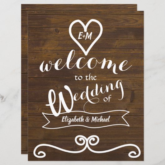 Rustic Welcome Wedding Sign Chalkboard Budget (Voorkant / Achterkant)