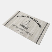 Rustic Welkom bij de familienaam van het meer Deurmat (Schuin)
