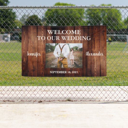 Rustic Welkom bij onze bruiloft foto bruiloft Bann Spandoek (Insitu)