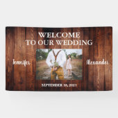 Rustic Welkom bij onze bruiloft foto bruiloft Bann Spandoek (Horizontaal)