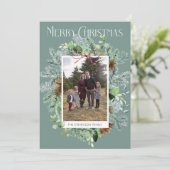 Rustic Wenskaart met kerstfeestgrijs Feestdagenkaart (Staand voorkant)