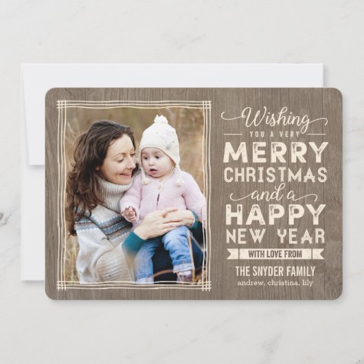 Rustic wenst kerstkaart voor feestdag (Voorkant)