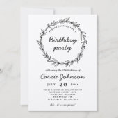 Rustic werath birthday party uitnodiging (Voorkant)