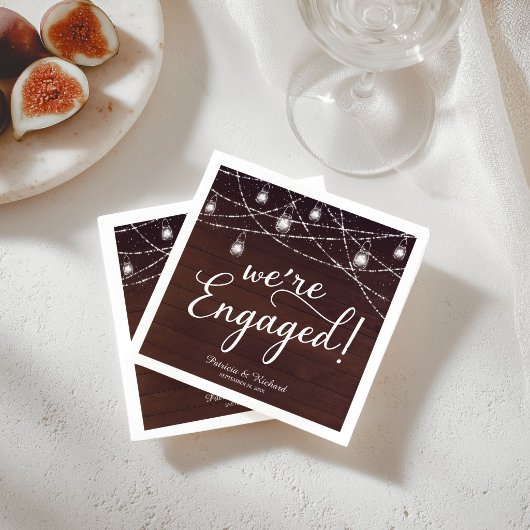 Rustic We're Engaged Verloving Feest Diner Servett Servet