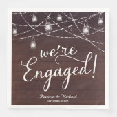 Rustic We're Engaged Verloving Feest Diner Servett Servet (Voorkant)