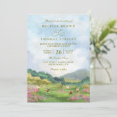 Rustic Western Barn Countryside QR Code Wedding Kaart (Staand voorkant)