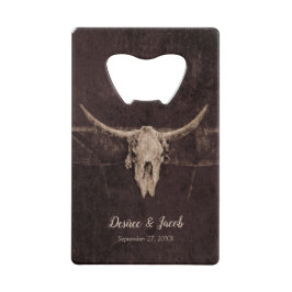 Rustic Western Bull Skull Wedding Country Texture Creditkaart Flessenopener