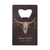 Rustic Western Bull Skull Wedding Country Texture Creditkaart Flessenopener (Achterkant)