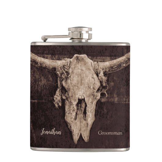 Rustic Western Bull Skull Wedding Country Texture Heupfles (Voorkant)