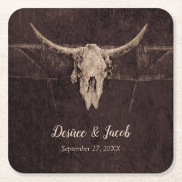 Rustic Western Bull Skull Wedding Country Texture Kartonnen Onderzetters