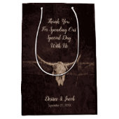 Rustic Western Bull Skull Wedding Country Texture Medium Cadeauzakje (Voorkant)