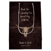 Rustic Western Bull Skull Wedding Country Texture Medium Cadeauzakje (Achterkant)