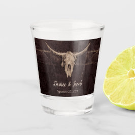 Rustic Western Bull Skull Wedding Country Texture Shot Glas
