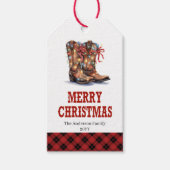 Rustic Western Christmas gift tag cowboy boots Cadeaulabel (Voorkant)