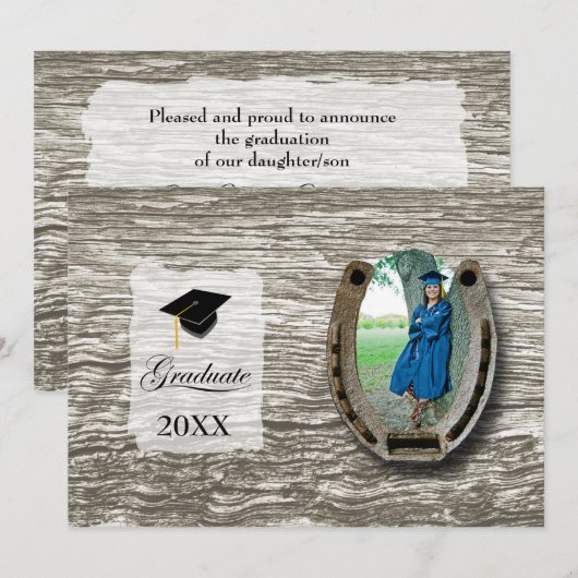 Rustic Western College Graduation Announcement  Kaart (Voorkant / Achterkant)
