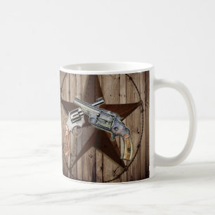 rustic western country texas star cowboy pistols koffiemok