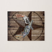 rustic western country texas star cowboy pistols legpuzzel (Horizontaal)