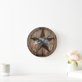 rustic western country texas star cowboy pistols ronde klok (Huis)
