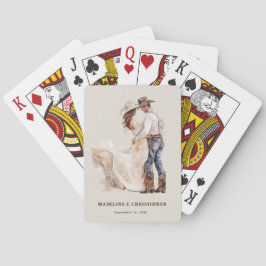 Rustic Western Couple Wedding Pokerkaarten