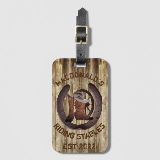 Rustic western cowboy bagagelabel (Voorkant (verticaal))