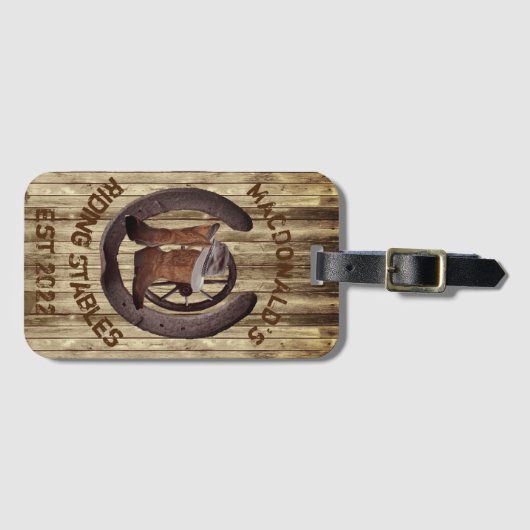 Rustic western cowboy bagagelabel (Voorkant (horizontaal))