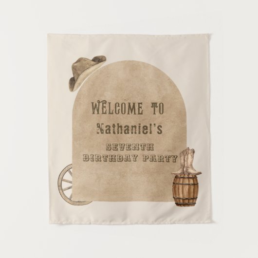 Rustic western cowboy  birthday backdrop  wandkleed (Voorkant)