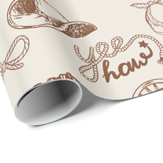 Rustic Western Cowboy Boots and Hat Ranch Pattern Cadeaupapier (Rol Hoek)